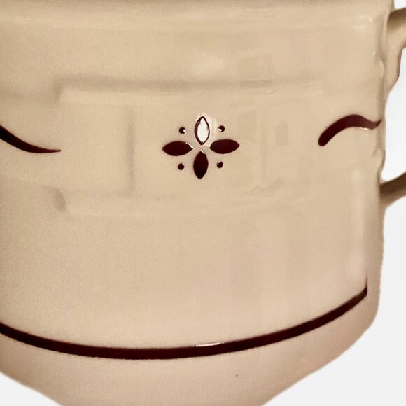 8 Longaberger Mugs Woven Traditions Pottery 4" Coffee Cups Red/Brown Pattern VTG - Picture 3 of 10